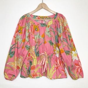 Spartina 449 Pink Floral Peasant Blouse